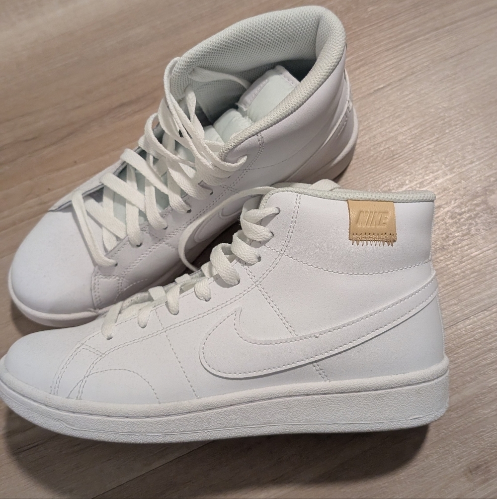 Nike White and Tan High-Top Women's Sneakers